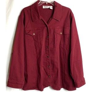 Mainstreet Blues Stretch Red Maroon Denim Shirt Jacket Plus 24W 32-3063-8